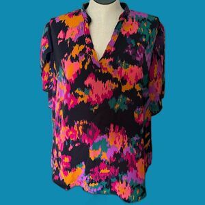 SHEIN Graphic Black and Pink Short Sleeve Blouse